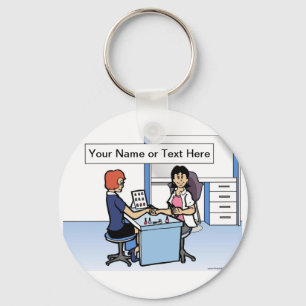 Personalised Manicurist Nail Tech - Female Cartoon Key Ring