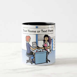 Personalised Manicurist Nail Tech - Female Cartoon Two-Tone Coffee Mug