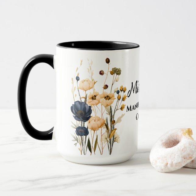 Personalised Manifestation Floral Mug (With Donut)