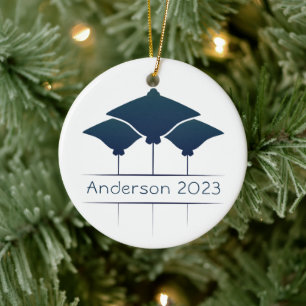 Personalised Manta Ray Christmas Holiday Ceramic Tree Decoration