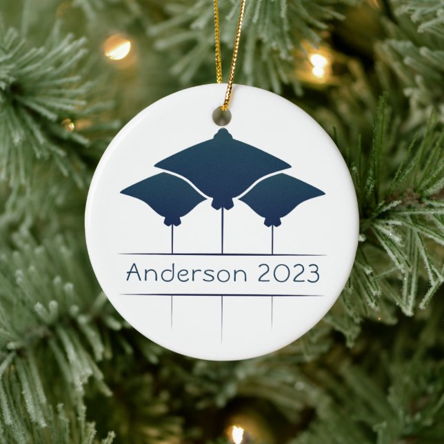Personalised Manta Ray Christmas Holiday Ceramic Tree Decoration (Tree)