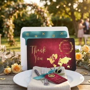 Personalised Map of Love Journey Wedding Thank You Card