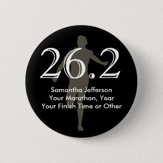 Personalised Marathon Runner 26.2 Keepsake Black 6 Cm Round Badge