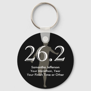 Personalised Marathon Runner 26.2 Keepsake Black Key Ring