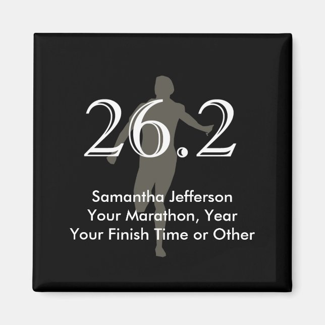 Personalised Marathon Runner 26.2 Keepsake Black Magnet (Front)