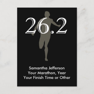 Personalised Marathon Runner 26.2 Keepsake Black Postcard