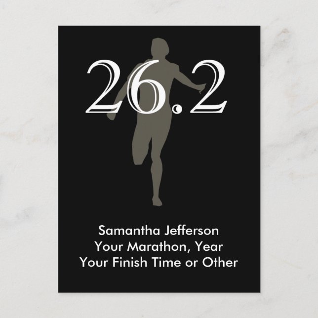 Personalised Marathon Runner 26.2 Keepsake Black Postcard (Front)