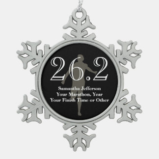 Personalised Marathon Runner 26.2 Keepsake Medal Snowflake Pewter Christmas Ornament