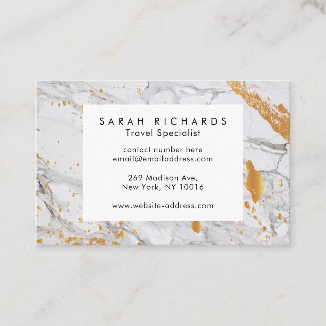 Personalised Marble & Gold Splash Business Card (Front)
