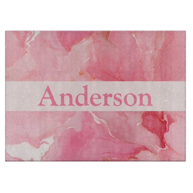 Personalised Marble Look Glass Cutting Board (Front)