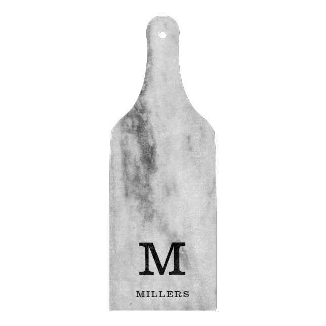 Personalised Marble Pattern Last Name Monogram Cutting Board (Front)
