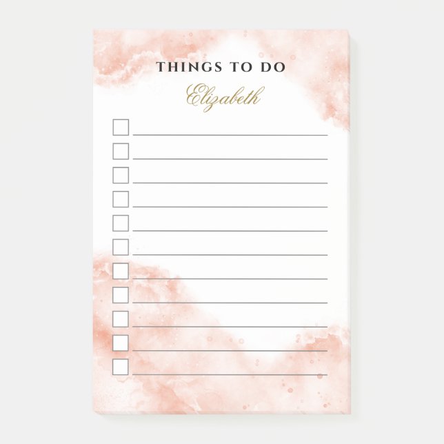 Personalised Marble Peachy Terracotta To Do List Post-it Notes (Front)