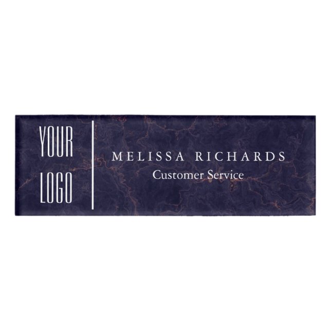 Personalised Marble Small Name Badge (Front)