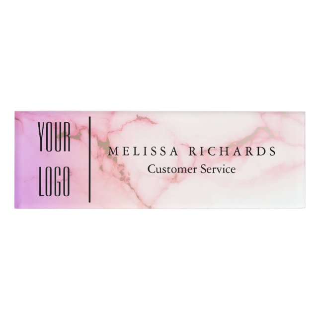 Personalised Marble Small Name Badge (Front)
