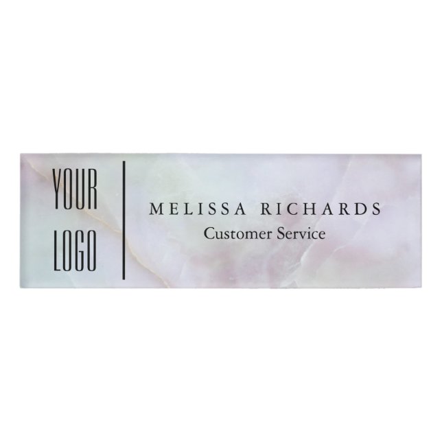 Personalised Marble Small Name Badge (Front)