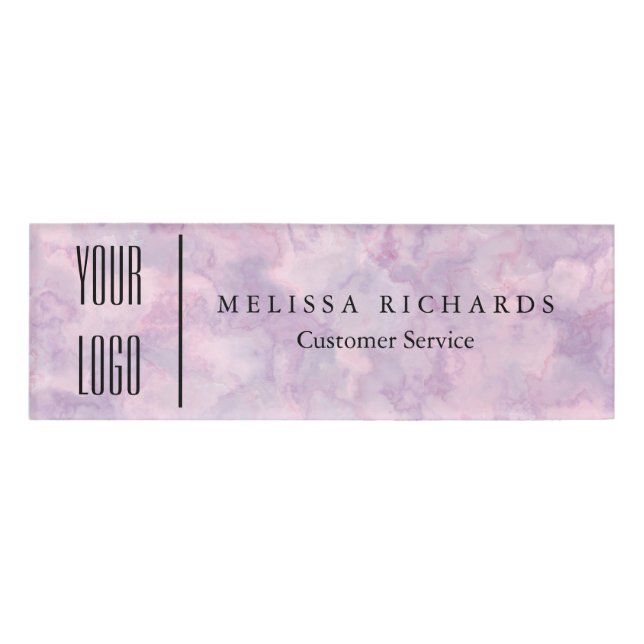 Personalised Marble Small Name Badge (Front)