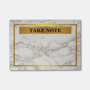 Personalised Marble Take Note with gold border