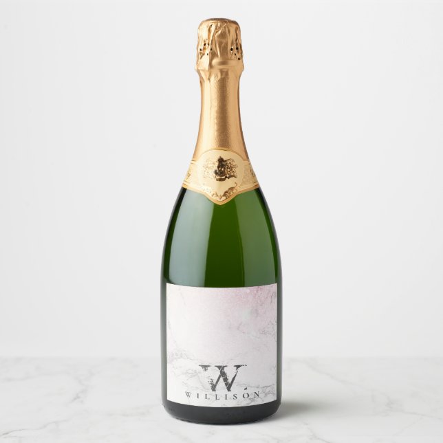 Personalised Marble with glitter details Sparkling Wine Label (Front)