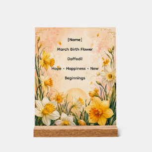 Personalised March Birth Flower Daffodil Acrylic Sign