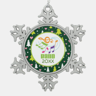 Personalised Marching Band Music Christmas Gift Snowflake Pewter Christmas Ornament