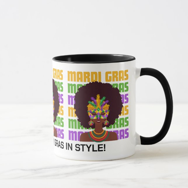 Personalised MARDI GRAS Afro Queen Mug (Right)