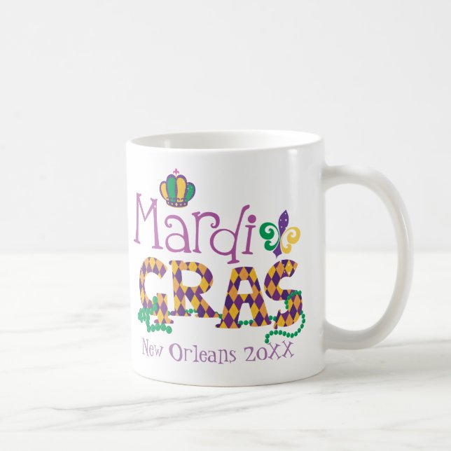 Personalised Mardi Gras Coffee Mug (Right)