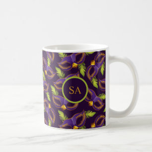 Personalised Mardi Gras Gold Green Purple Mask Coffee Mug