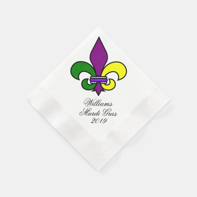 Personalised Mardi Gras Napkin (Corner)