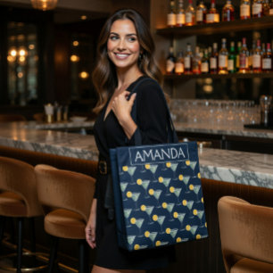 Personalised Margarita Cocktail Pattern Tote Bag