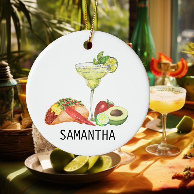Personalised Margarita Mexican Food Taco Lover Ceramic Tree Decoration (Creator Uploaded)