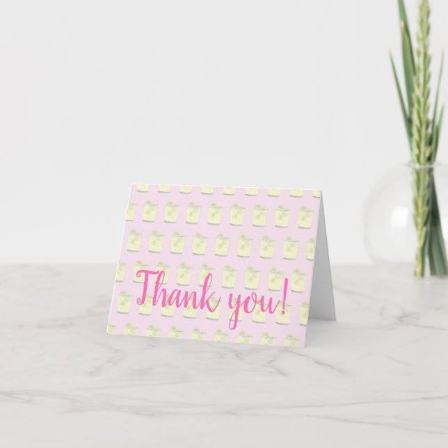 Personalised Margarita Pink Green Girly Thank You Card (Front)