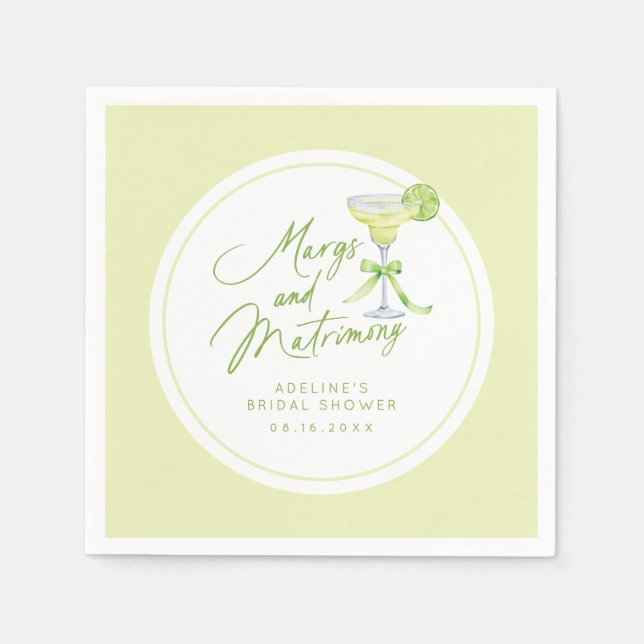 Personalised Margs And Matrimony Bridal Shower Napkin (Front)