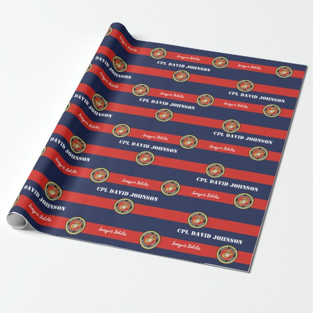 Personalised Marine Corps Wrapping Paper (Unrolled)