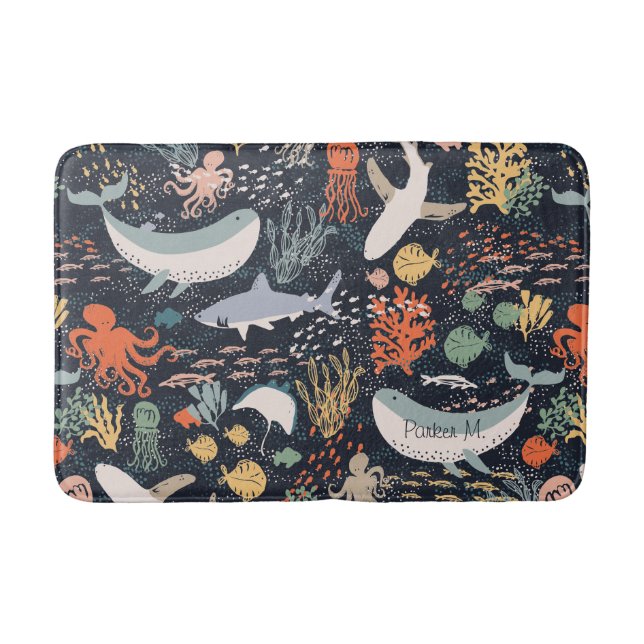 Personalised | Marine Life Bath Mat (Front)