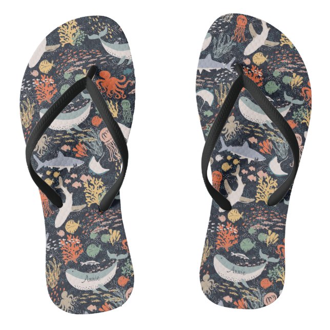 Personalised | Marine Life Flip Flops (Footbed)