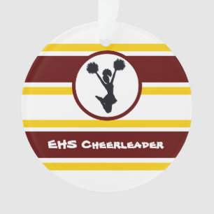 Personalised Maroon and Gold Cheerleader Ornament