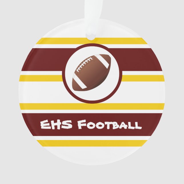 Personalised Maroon and Gold Football Ornament (Front)