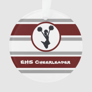 Personalised Maroon and Grey Cheerleader Ornament