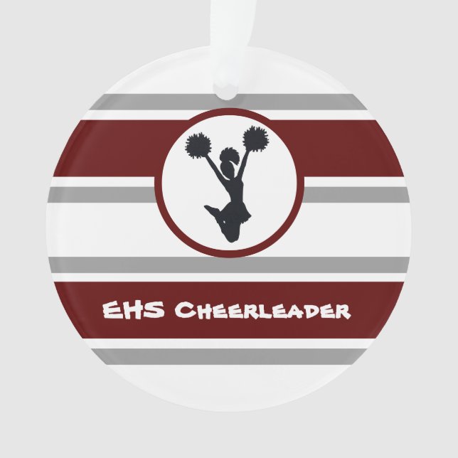 Personalised Maroon and Grey Cheerleader Ornament (Front)