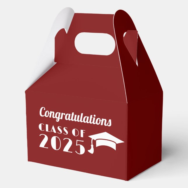 Personalised Maroon and White Graduation  Favour Box (Front)