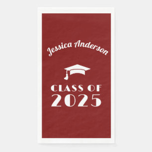 Personalised Maroon and White Graduation  Napkin