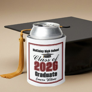 Personalised Maroon Class of 2026 Graduation Party Can Cooler