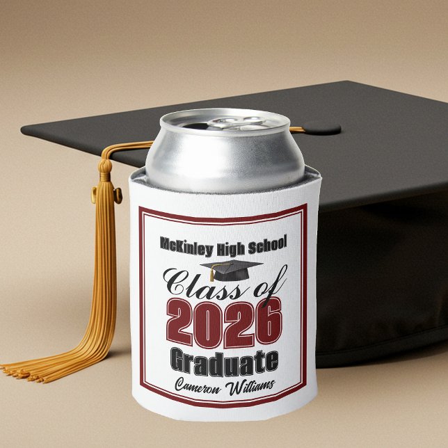 Personalised Maroon Class of 2026 Graduation Party Can Cooler (Creator Uploaded)