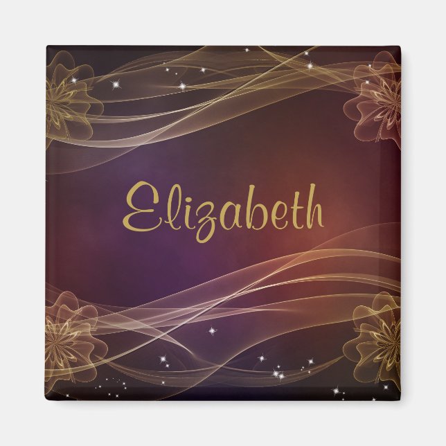 Personalised Maroon Design with Wispy Gold Accents Magnet (Front)