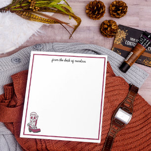 Personalised Maroon Heart Patterned Boot Notepad