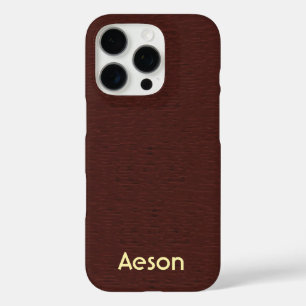 Personalised Maroon Leather-Like Texture iPhone 16 Pro Case