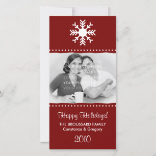 Personalised Maroon Snowflake Holiday Photo Cards