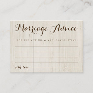 Personalised Marriage Advice Card - Rustic Wood