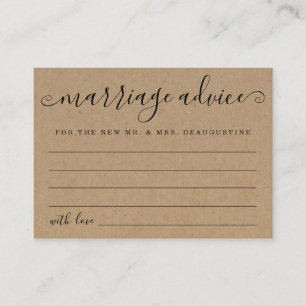 Personalised Marriage Advice Cards - Rustic Kraft