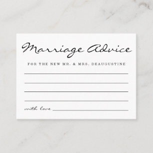 Personalised Marriage Advice Cards  Simple Elegant